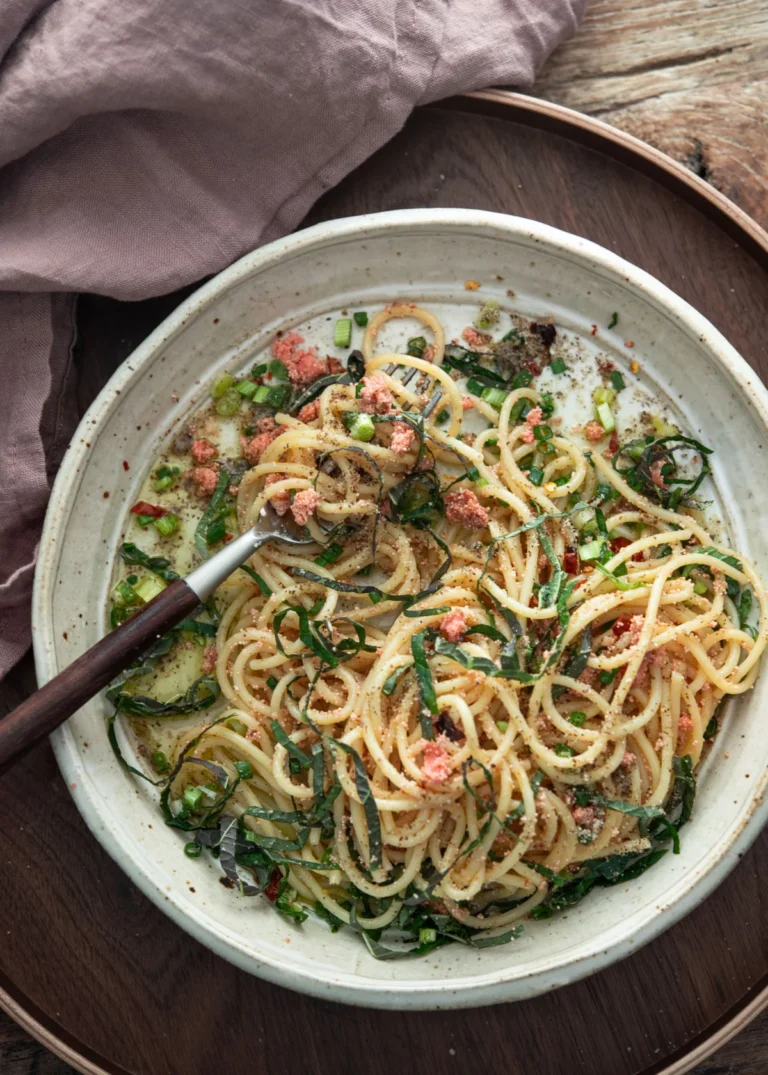 Mentaiko Pasta with Korean Myeongran (Garlic Oil)
